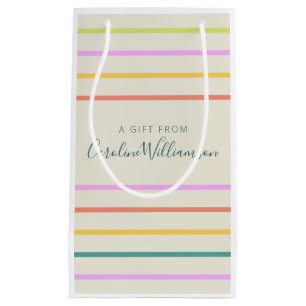 Cute Colourful Summer Stripes Personalised Small Gift Bag