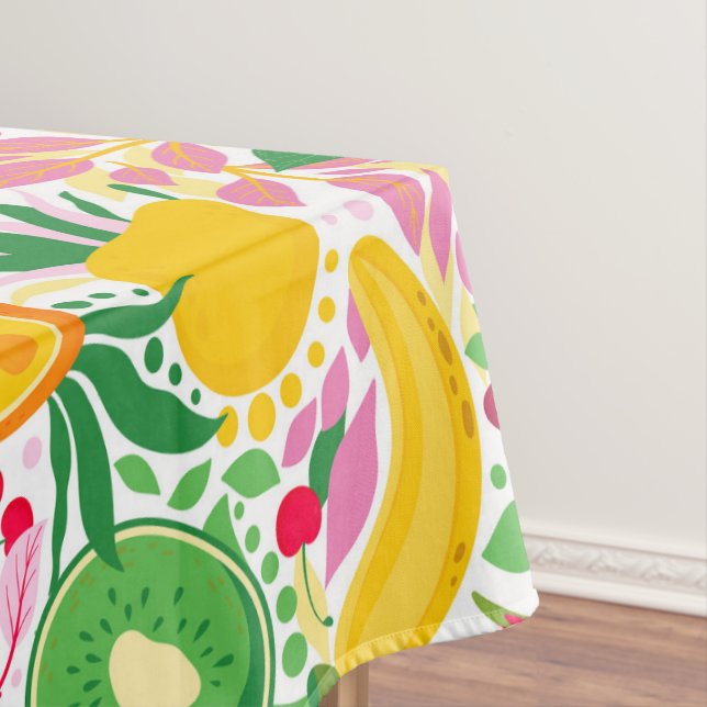 Cute Colourful Summer Tropical Fruit Fun Pattern Tablecloth (In Situ)