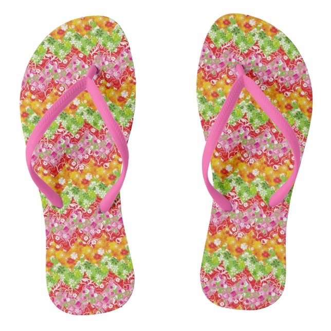 Cute colourful summer zigzag pattern flip flops (Footbed)