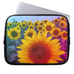 Cute Colourful Sunflower Field Laptop Sleeve
