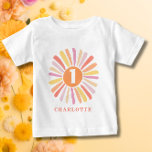 Cute Colourful Sunshine 1st Birthday Personalised Baby T-Shirt<br><div class="desc">Cute Colourful Sunshine 1st Birthday Personalised Baby t-shirt. Personalise this design very easily with your own details. Check out the full collection for matching party decor and invitations for the first birthday of your lovely baby. Happy  customising!</div>