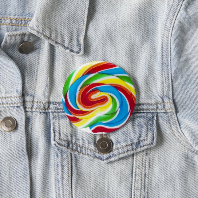 Cute Colourful Sweet Candy Rainbow Lollipop 7.5 Cm Round Badge (In Situ)