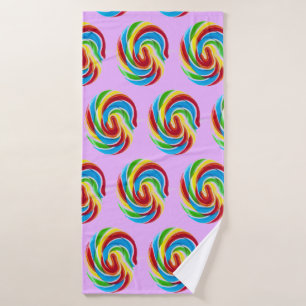 Cute Colourful Sweet Candy Rainbow Lollipop Bath Towel