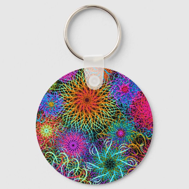 Cute colourful swirl pattern key ring (Front)