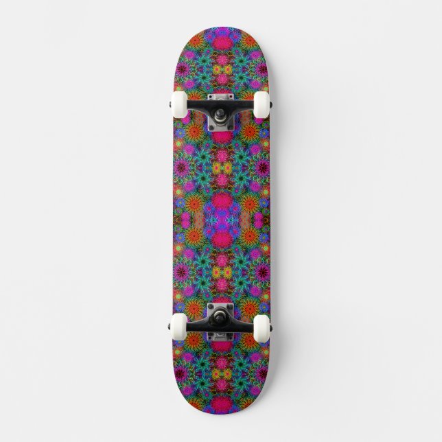 Cute colourful swirl pattern skateboard (Front)