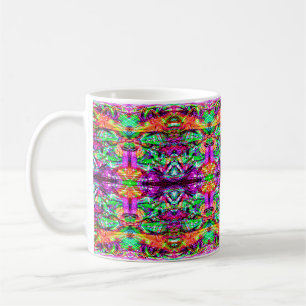 Cute colourful symetric abstract neon tribal coffee mug