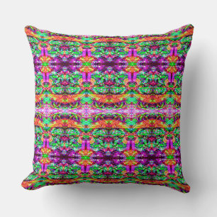 Cute colourful symetric abstract neon tribal cushion