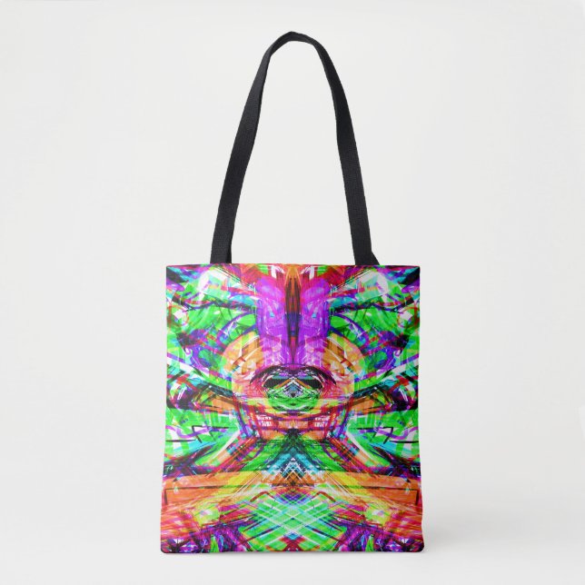 Cute colourful symetric abstract neon tribal iPad  Tote Bag (Front)