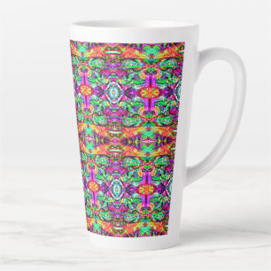 Cute colourful symetric abstract neon tribal latte mug