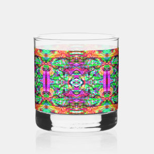 Cute colourful symetric abstract neon tribal whiskey glass