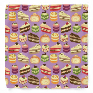 Cute & Colourful Tea Cakes Illustrated Pattern Bandana