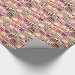 Cute & Colourful Tea Cakes Illustrated Pattern Wrapping Paper