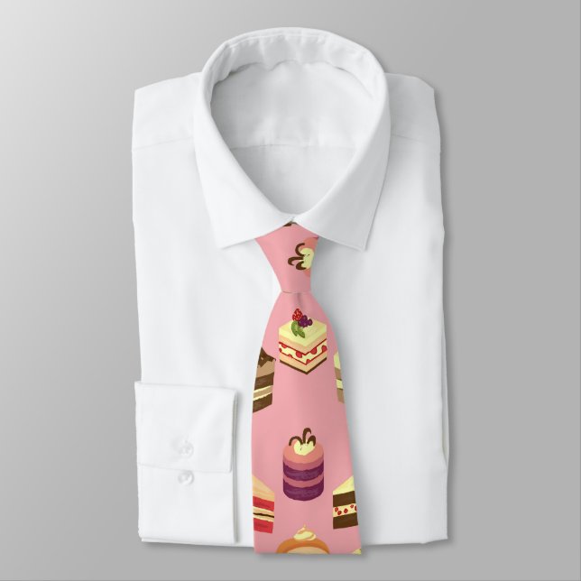 Cute Colourful Tea Cakes Illustration Pattern Tie (Tied)