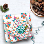 Cute Colourful Teal Pink Christmas Trees Wrapping Paper Sheet<br><div class="desc">Cute,  Modern yet Rustic Christmas Holiday Gift Wrapping Paper featuring adorable little forests of rustic Christmas trees in shades of teal,  orange,  yellow,  and bright pink. Please contact us at cedarandstring@gmail.com if you need assistance with the design or matching products.</div>
