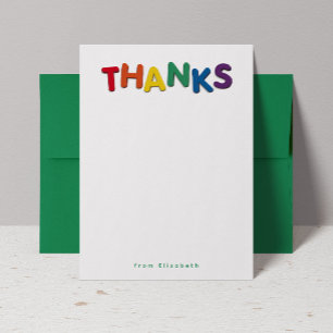 Cute colourful thanks personalised  thank you card