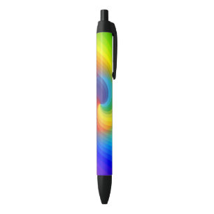 Cute Colourful Tie Dye Rainbow Swirl Art Pattern Black Ink Pen