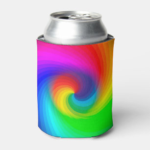 Cute Colourful Tie Dye Rainbow Swirl Art Pattern Can Cooler