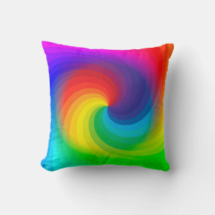 Cute Colourful Tie Dye Rainbow Swirl Art Pattern Cushion