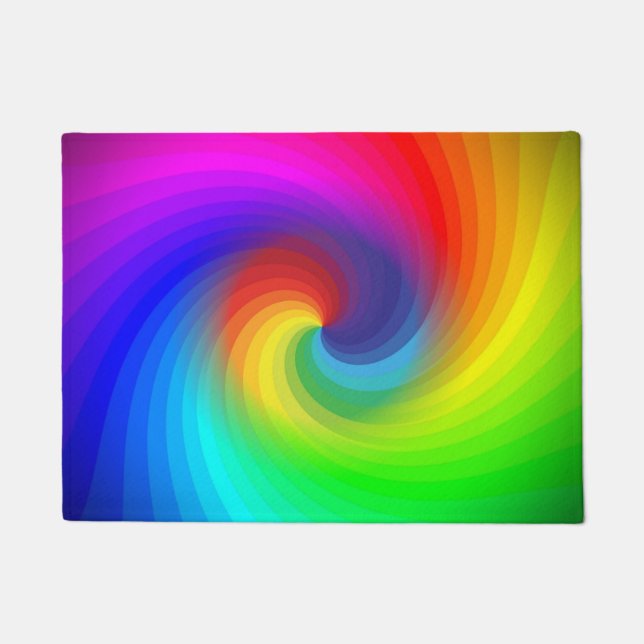 Cute Colourful Tie Dye Rainbow Swirl Art Pattern Doormat (Front)