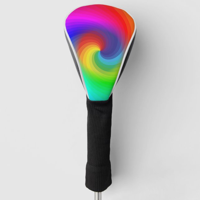 Cute Colourful Tie Dye Rainbow Swirl Art Pattern Golf Head Cover (Front)
