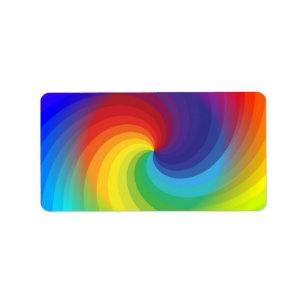 Cute Colourful Tie Dye Rainbow Swirl Art Pattern Label