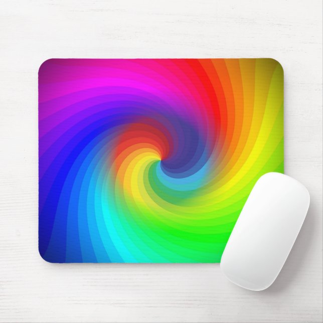 Cute Colourful Tie Dye Rainbow Swirl Art Pattern Mouse Mat (With Mouse)
