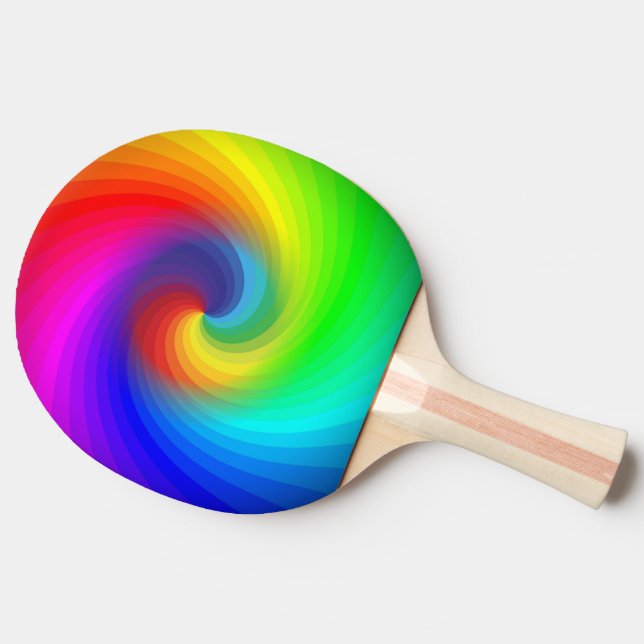 Cute Colourful Tie Dye Rainbow Swirl Art Pattern Ping Pong Paddle (Side)