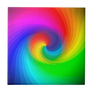 Cute Colourful Tie Dye Rainbow Swirl Art Pattern Tile