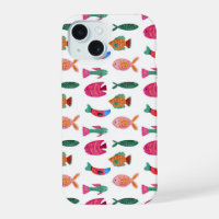 Cute Colourful Tiny Fish Drawing Seamless Pattern