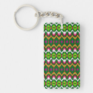 Cute colourful traditional geomtric patterns throw key ring