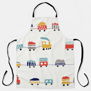 Cute, colourful trains seamless pattern. apron