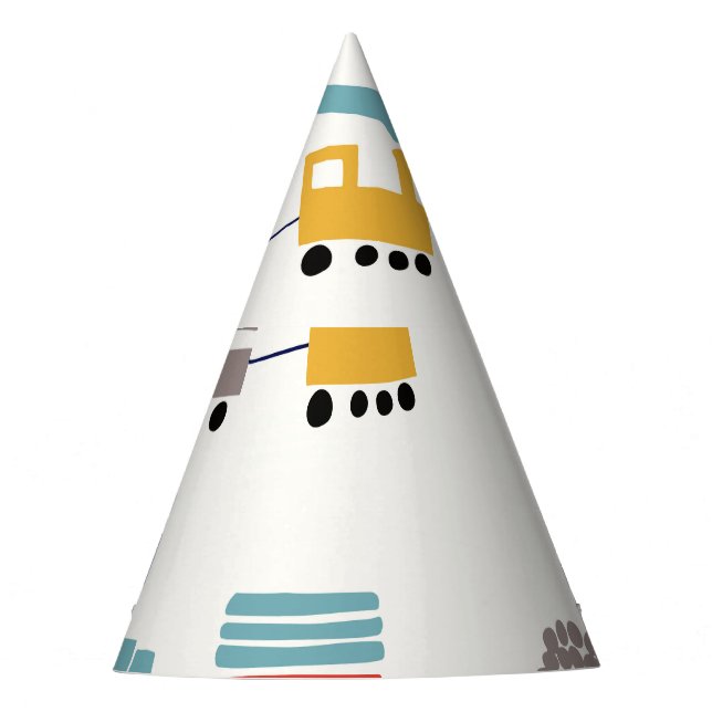 Cute, colourful trains seamless pattern. party hat (Front)