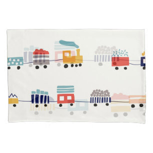 Cute, colourful trains seamless pattern. pillowcase