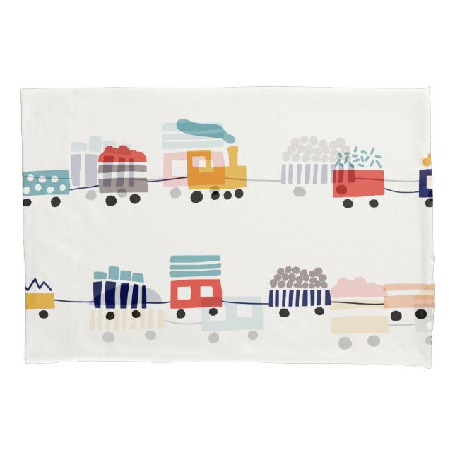 Cute, colourful trains seamless pattern. pillowcase (Front)