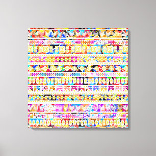 Cute colourful tribal aztec pattern canvas print