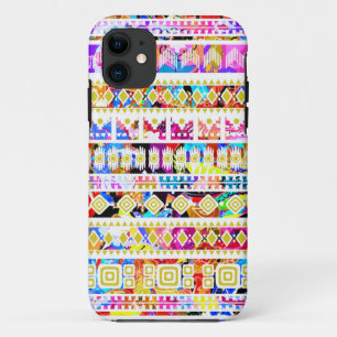 Cute colourful tribal aztec pattern iPhone 11 case