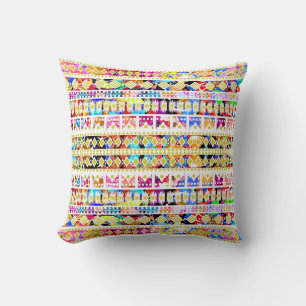 Cute colourful tribal aztec pattern cushion