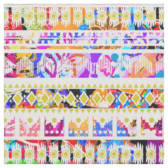 Cute colourful tribal aztec pattern fabric (Swatch)