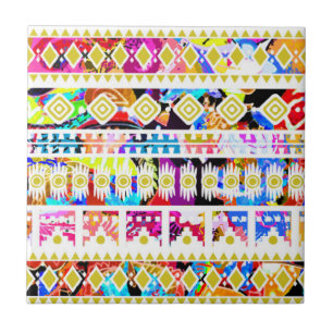 Cute colourful tribal aztec pattern tile