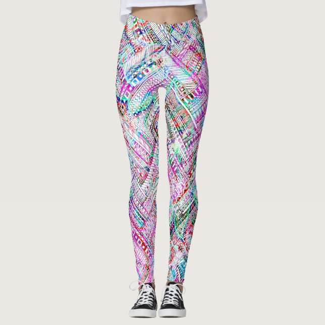 Cute colourful tribal pattern leggings (Front)