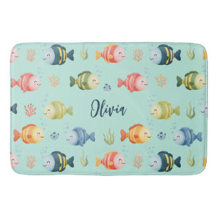 Cute Colourful Tropical Fish Pattern Bath Mat