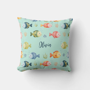 Cute Colourful Tropical Fish Pattern Cushion