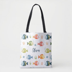 Cute Colourful Tropical Fish Pattern Tote Bag