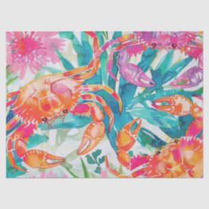 Cute Colourful Tropical Watercolor Crabs Tissue Paper