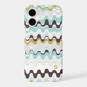Cute colourful turquoise abstract pattern monogram