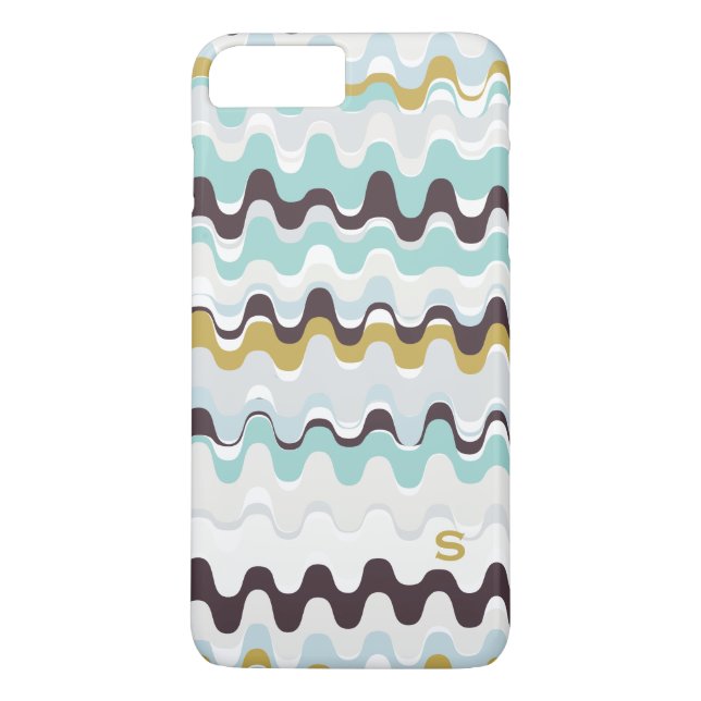 Cute colourful turquoise abstract pattern monogram Case-Mate iPhone case (Back)
