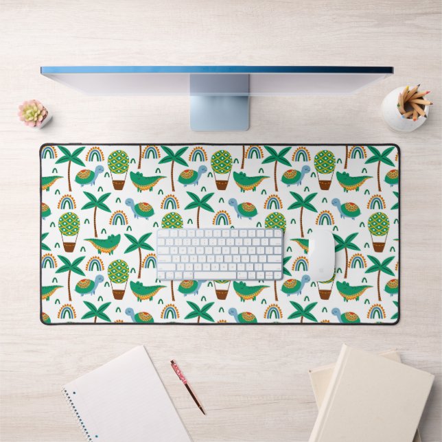 Cute Colourful Turtle Alligator Rainbow Pattern Desk Mat (Office 1)