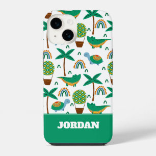 Cute Colourful Turtle Alligator Rainbow Pattern iPhone 14 Case