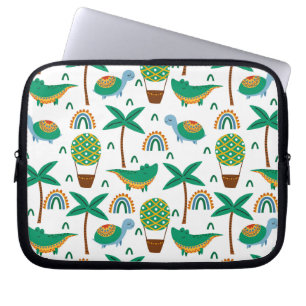 Cute Colourful Turtle Alligator Rainbow Pattern Laptop Sleeve