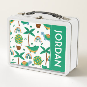 Cute Colourful Turtle Alligator Rainbow Pattern Metal Lunch Box